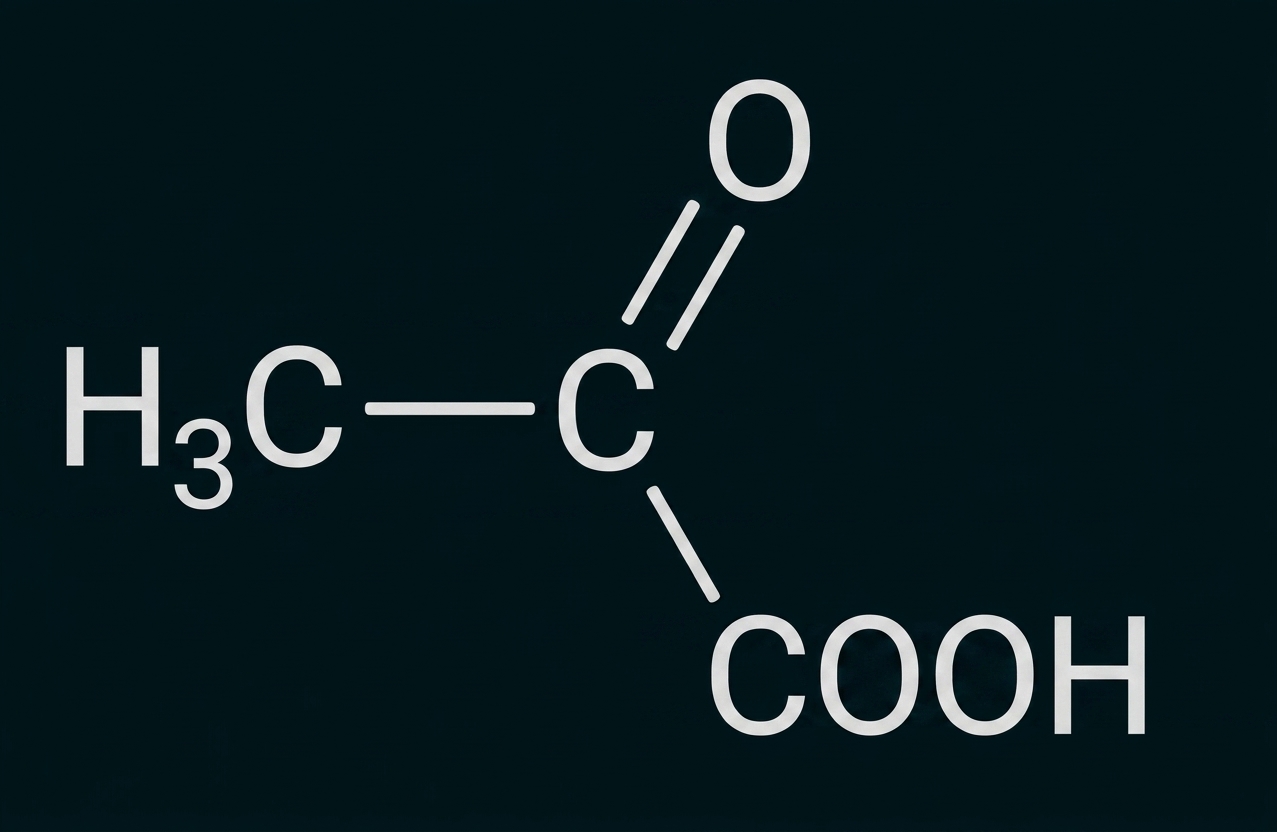 Strukturformel von Essigsäure mit CH3-, C=O- und COOH-Gruppe